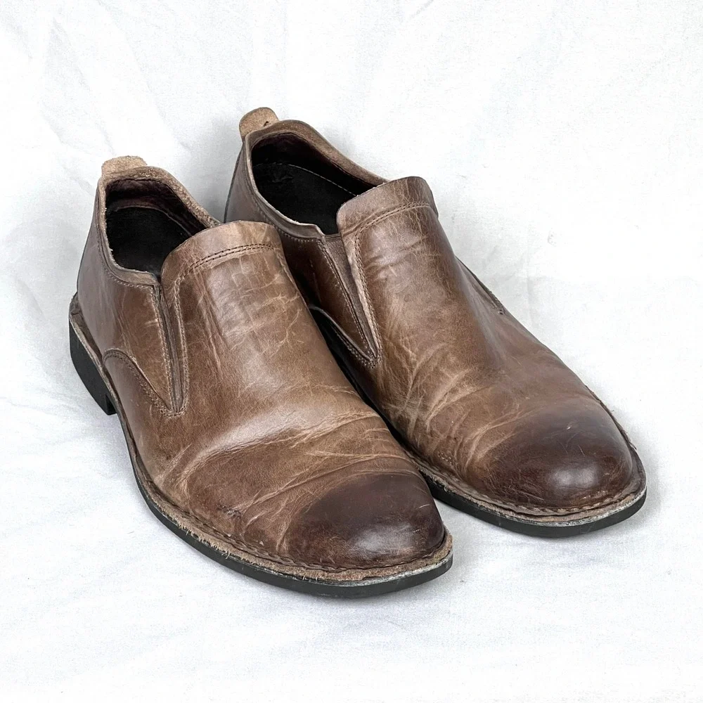 Cole Haan Shoes Mens 11 Distressed Leather Brown Luxury Dark Academia Minimalist